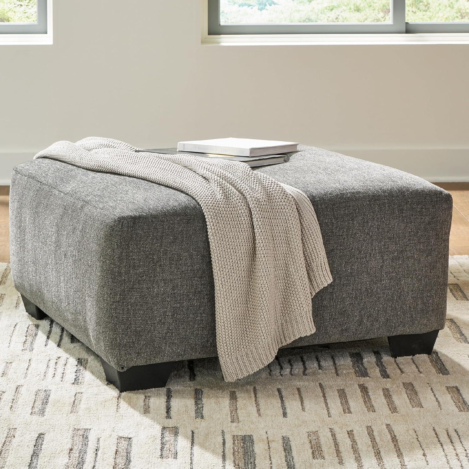 imageSignature Design by Ashley Revenna Casual Square Upholstered Oversized Accent Ottoman GrayDark Gray