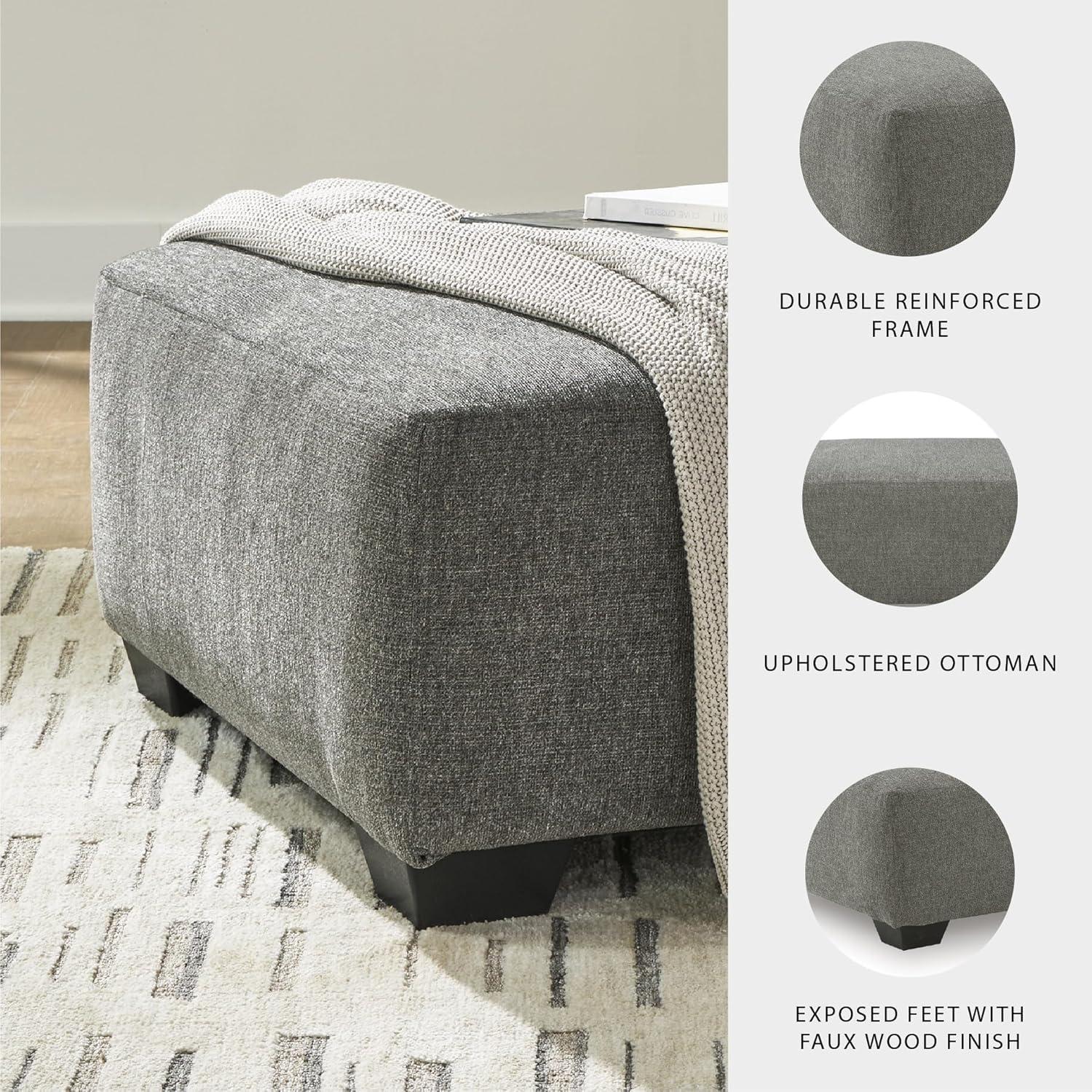 imageSignature Design by Ashley Revenna Casual Square Upholstered Oversized Accent Ottoman GrayDark Gray
