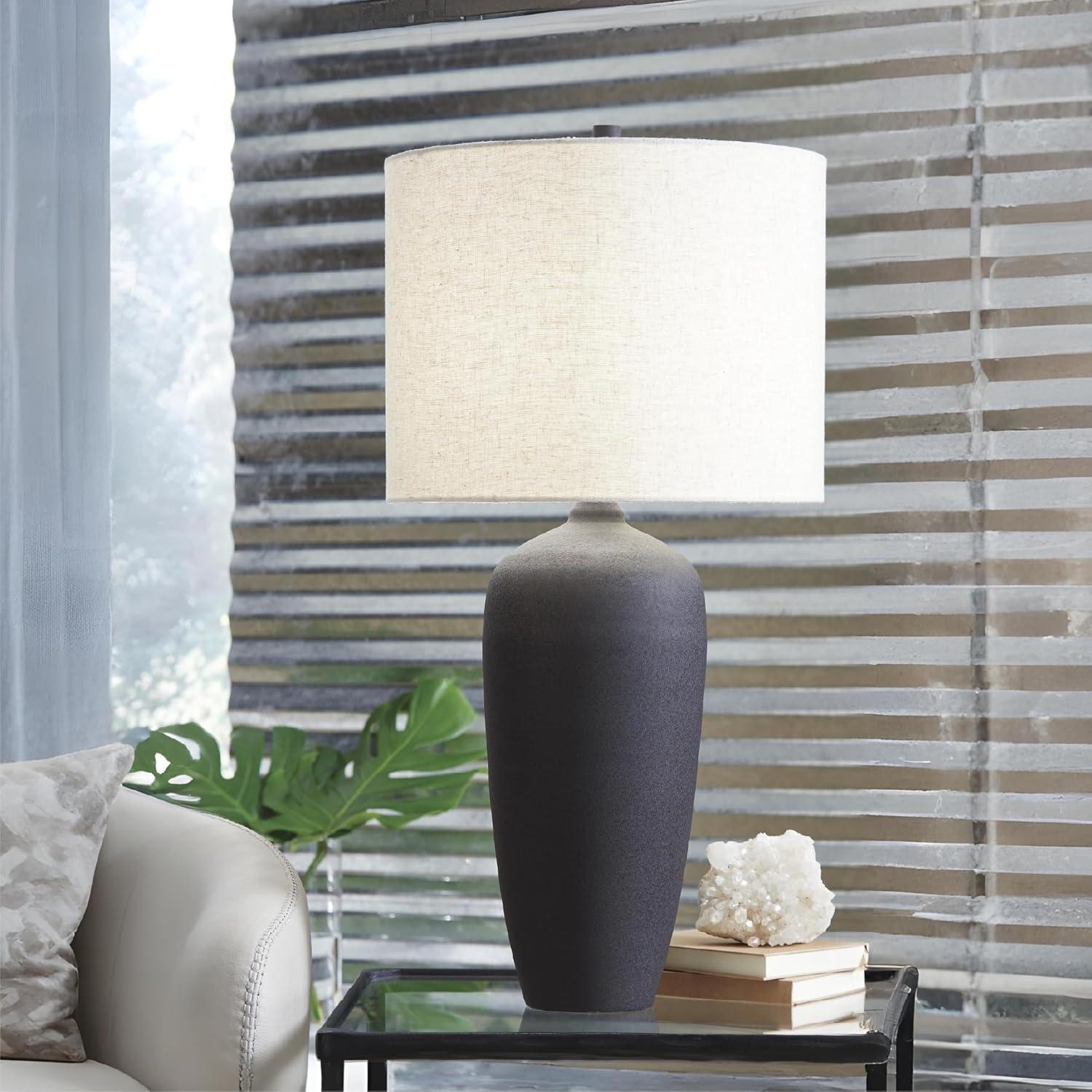 imageSignature Design by Ashley Ryenburg Modern Table Lamp with 3Way Switch and Drum Shade Black