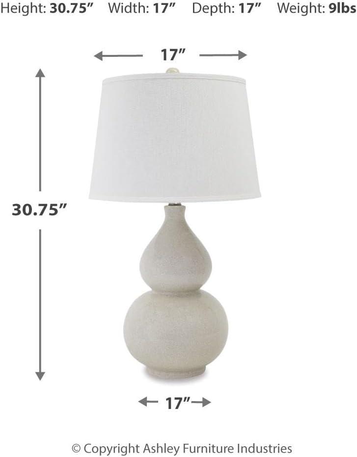 imageSignature Design by Ashley Saffi 31quot Ceramic Table Lamp with Double Gourd Base CreamSaffi