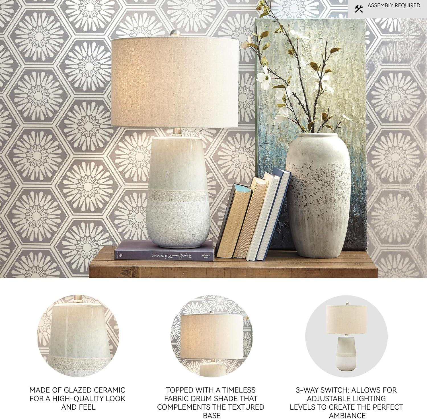 imageSignature Design by Ashley Saffi 31quot Ceramic Table Lamp with Double Gourd Base CreamShavon