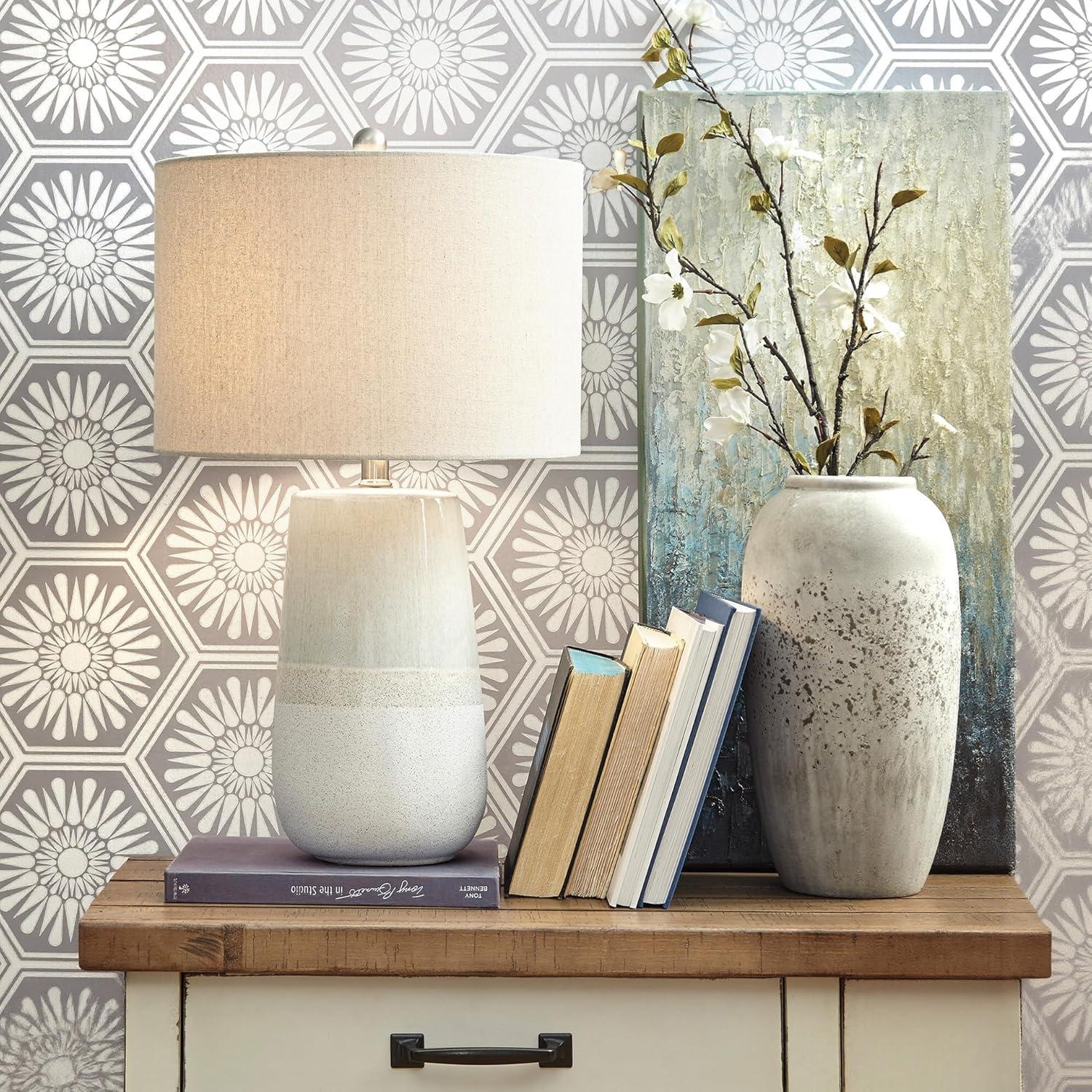 imageSignature Design by Ashley Saffi 31quot Ceramic Table Lamp with Double Gourd Base CreamShavon