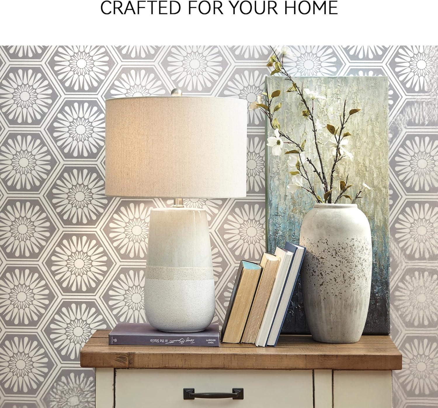 imageSignature Design by Ashley Saffi 31quot Ceramic Table Lamp with Double Gourd Base CreamShavon