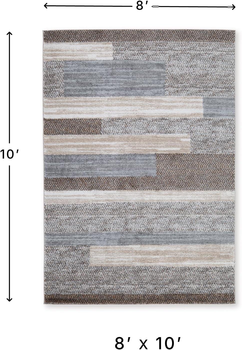 imageSignature Design by Ashley Sethburn Casual Indoor Striped Large 8 x 10 Rug Dark Brown ampamp Gray710 x 910 Rectangular