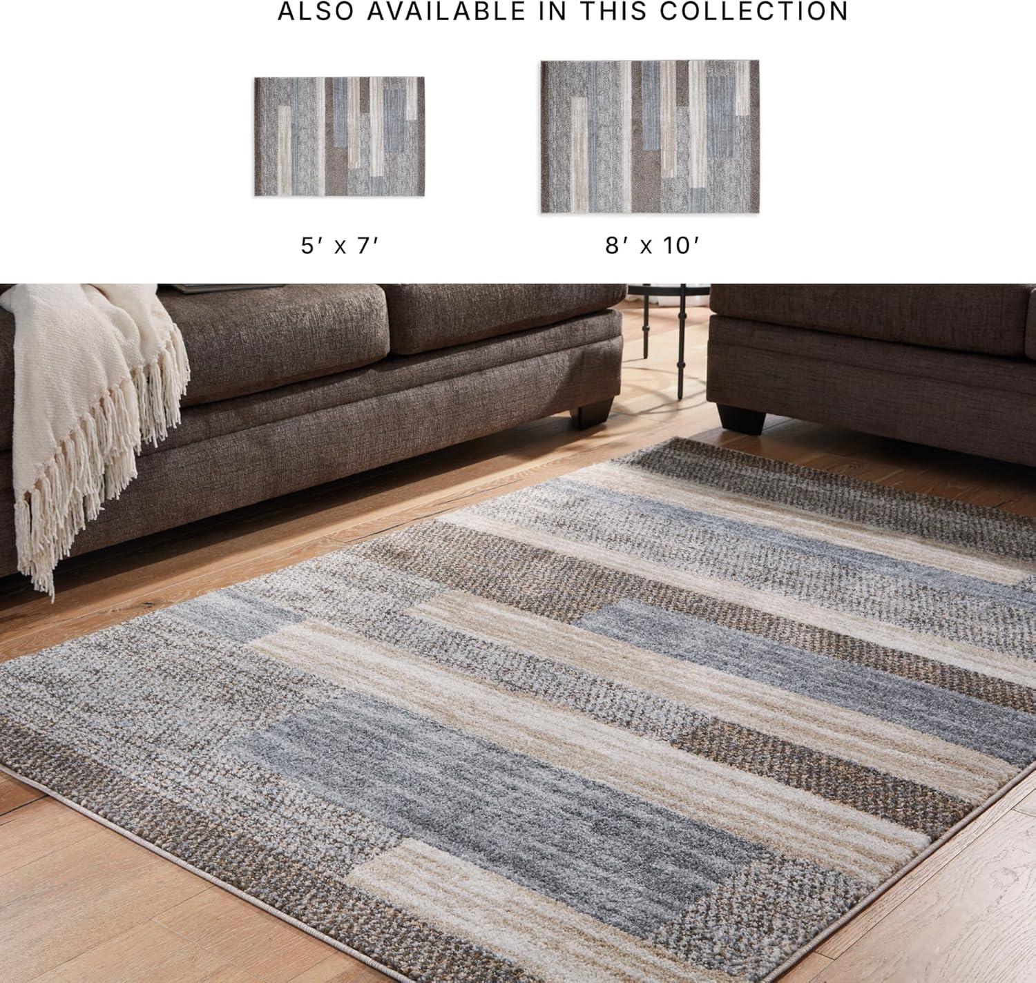 imageSignature Design by Ashley Sethburn Casual Indoor Striped Large 8 x 10 Rug Dark Brown ampamp Gray710 x 910 Rectangular