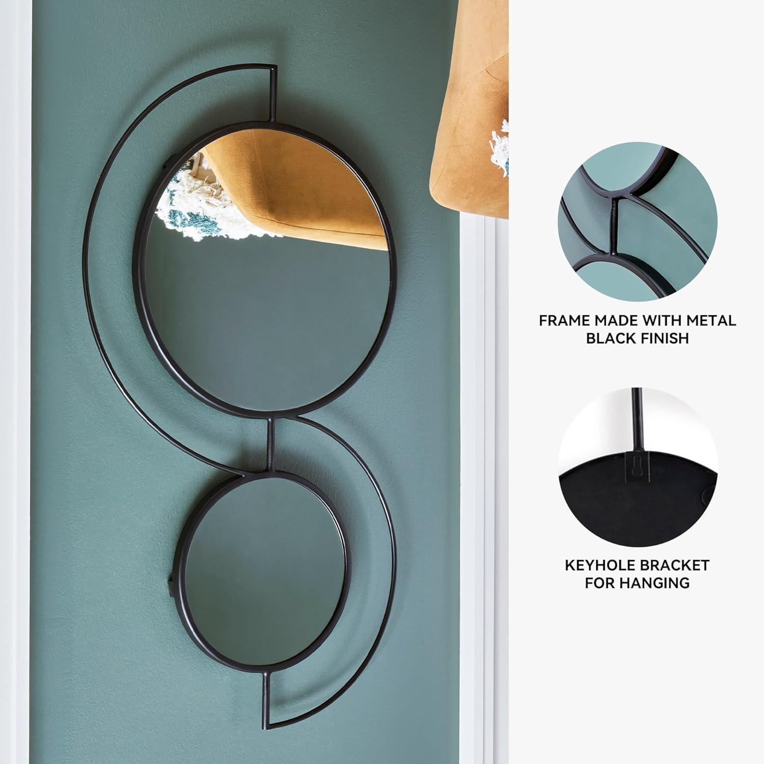imageSignature Design by Ashley Shayham Modern Wall Mounted Accent Mirror with Metal Frame Black