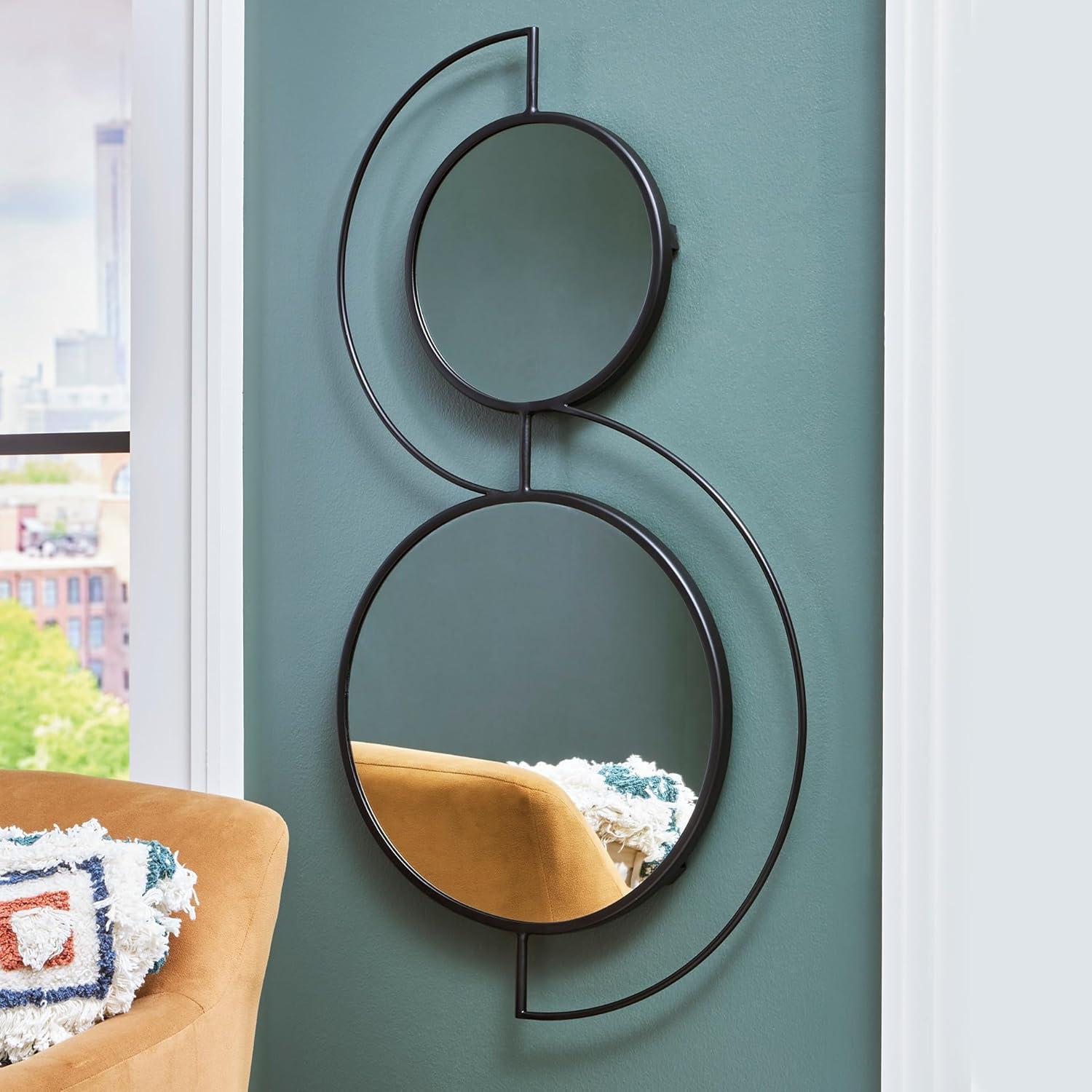 imageSignature Design by Ashley Shayham Modern Wall Mounted Accent Mirror with Metal Frame Black