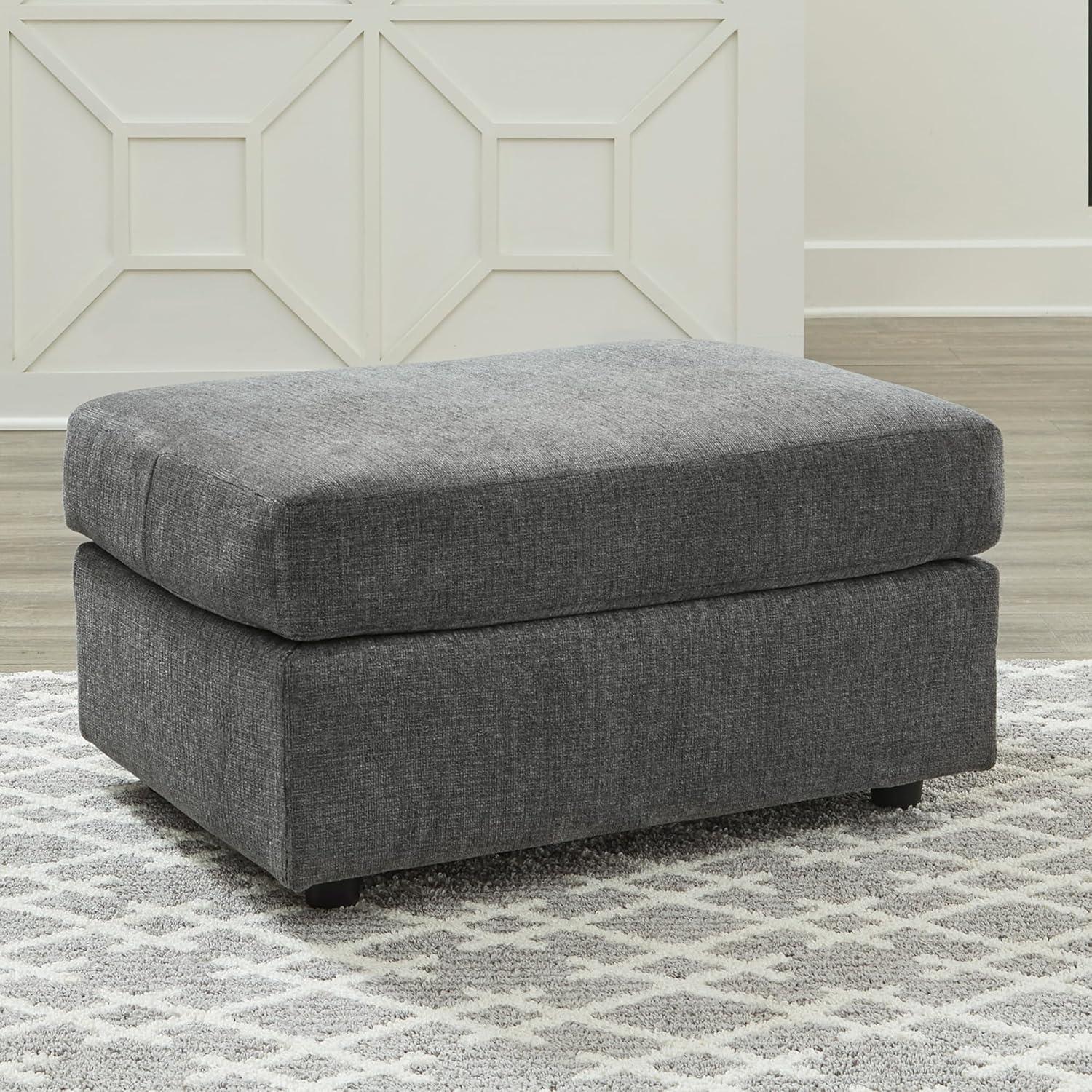 imageSignature Design by Ashley Stairatt Casual Rectangular Upholstered Ottoman GrayDark Gray