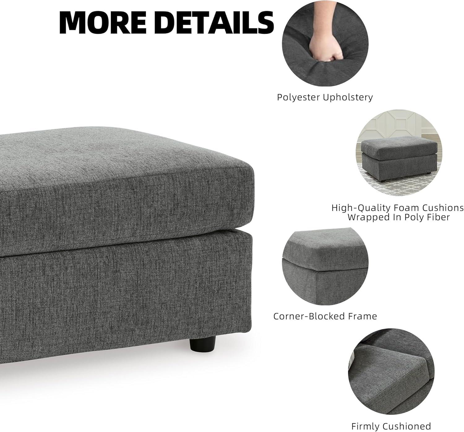 imageSignature Design by Ashley Stairatt Casual Rectangular Upholstered Ottoman GrayDark Gray