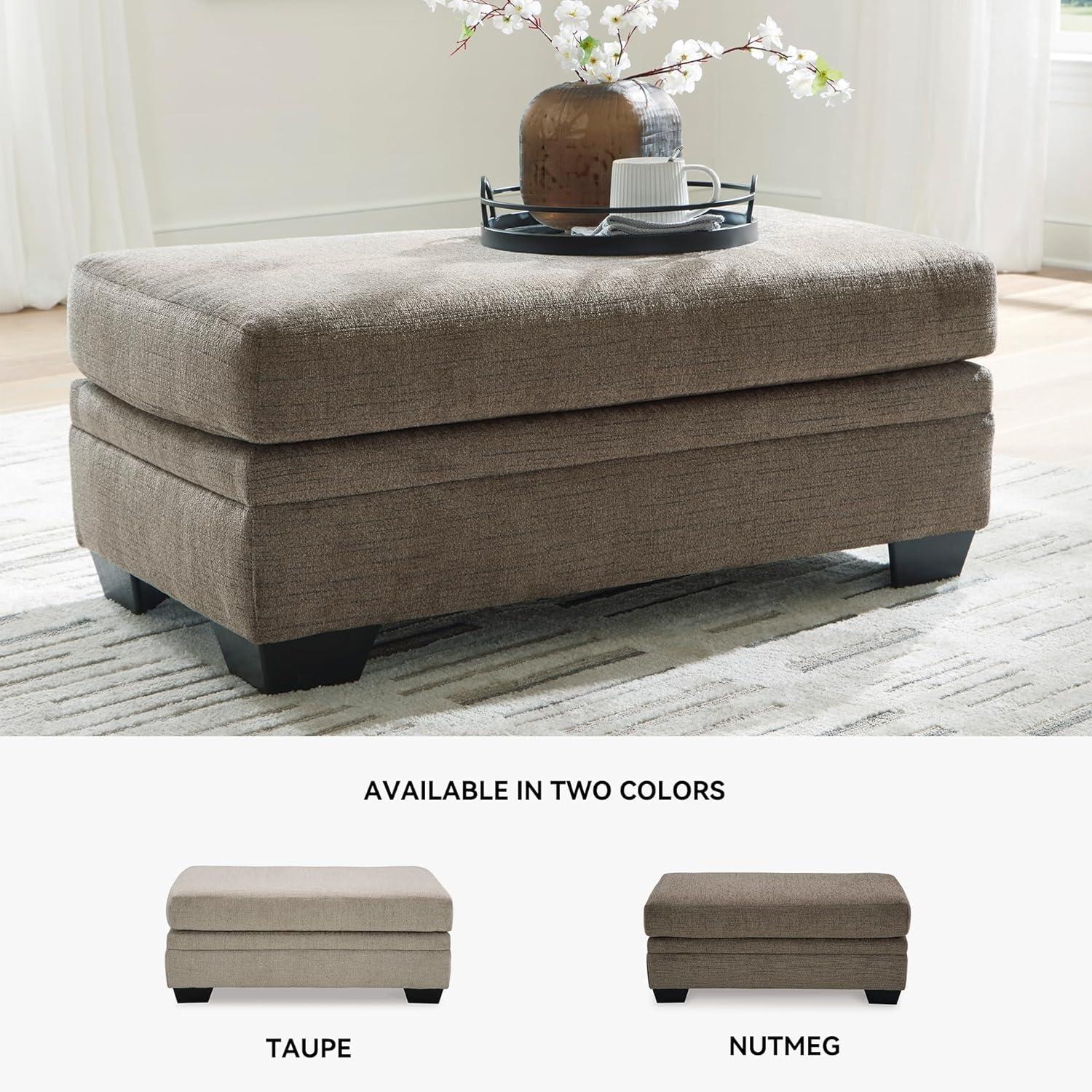 imageSignature Design by Ashley Stonemeade Casual Upholstered Rectangular Ottoman Light BrownDark Brown