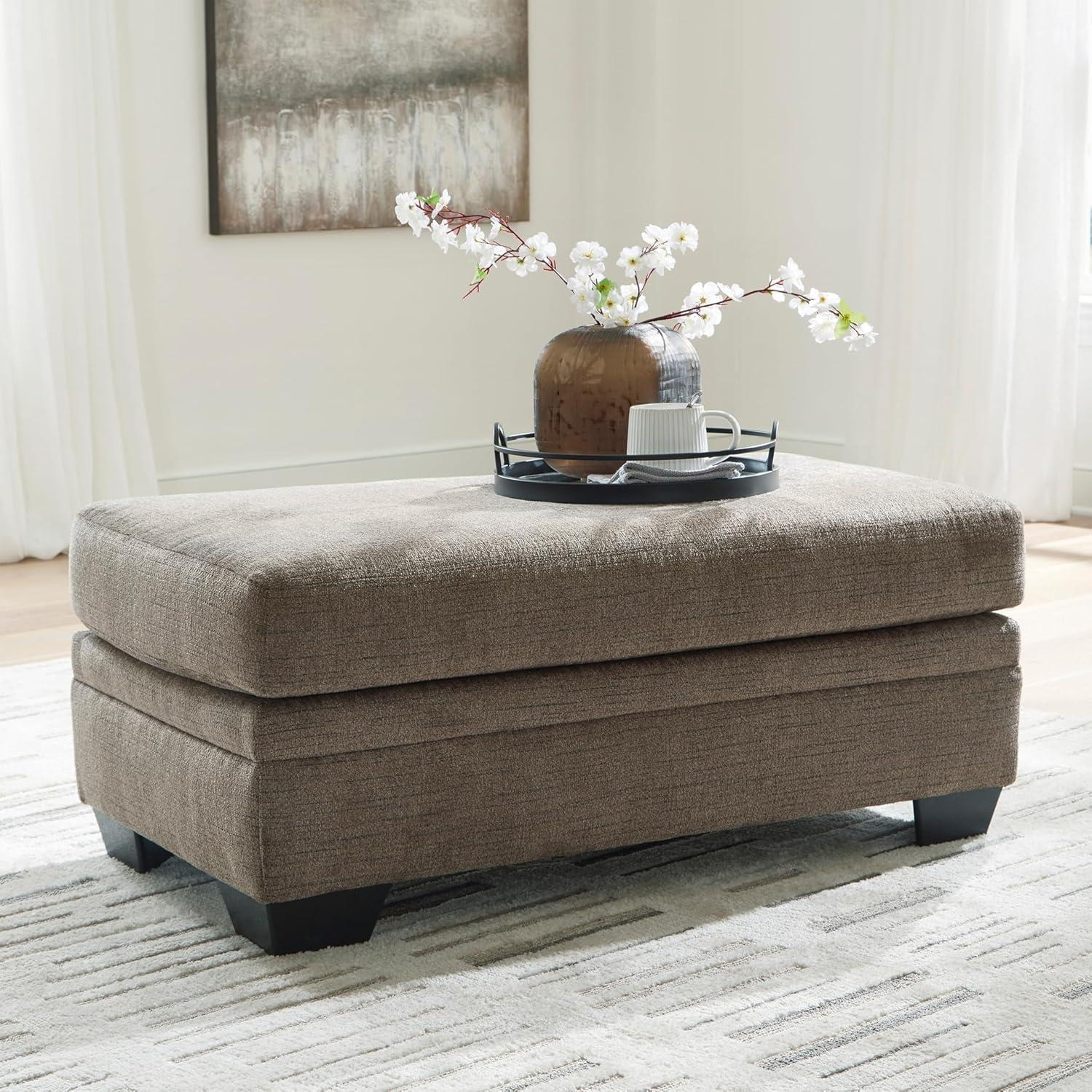 imageSignature Design by Ashley Stonemeade Casual Upholstered Rectangular Ottoman Light BrownDark Brown
