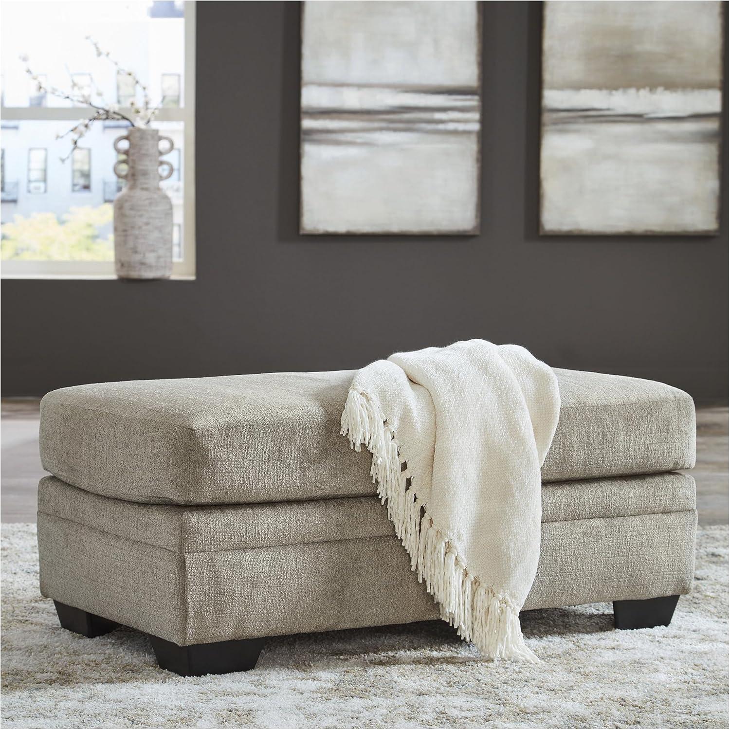 imageSignature Design by Ashley Stonemeade Casual Upholstered Rectangular Ottoman Light BrownLight Brwon