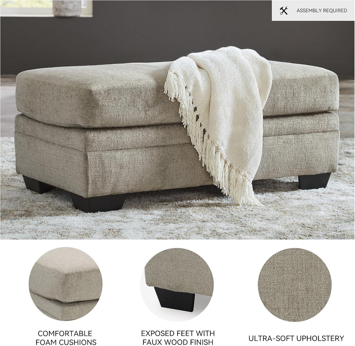 imageSignature Design by Ashley Stonemeade Casual Upholstered Rectangular Ottoman Light BrownLight Brwon