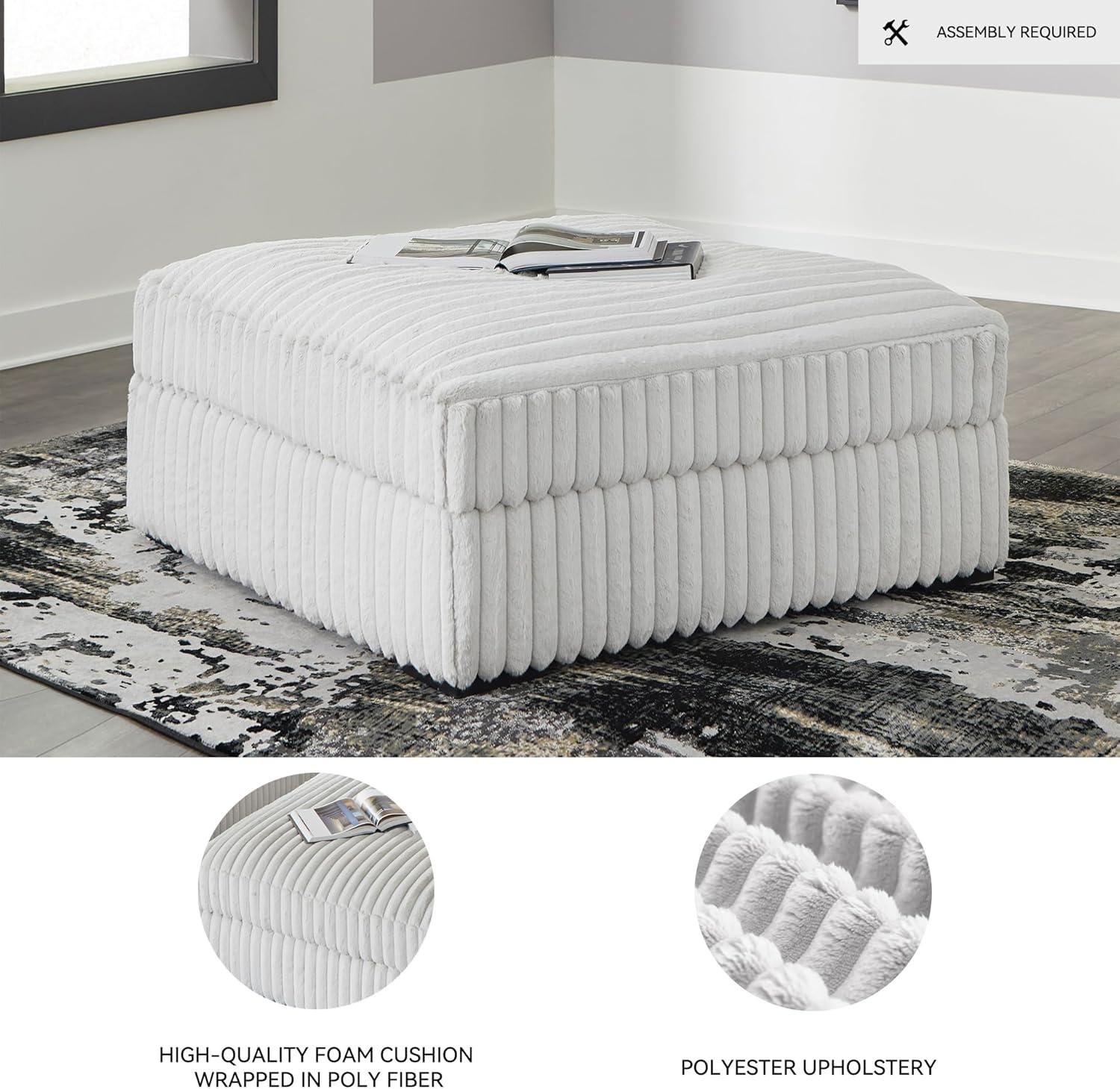 imageSignature Design by Ashley Stupendous Casual Upholstered Square Oversized Accent Ottoman White
