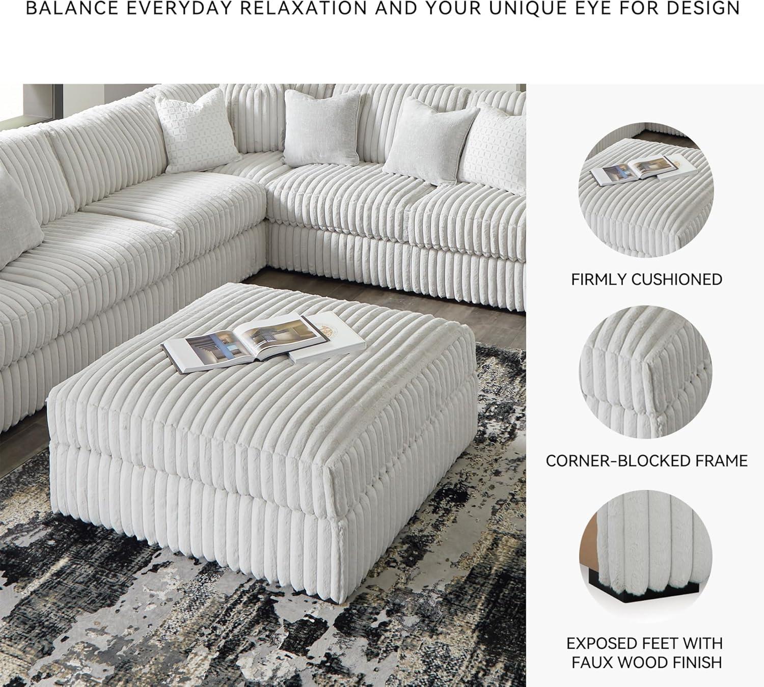 imageSignature Design by Ashley Stupendous Casual Upholstered Square Oversized Accent Ottoman White