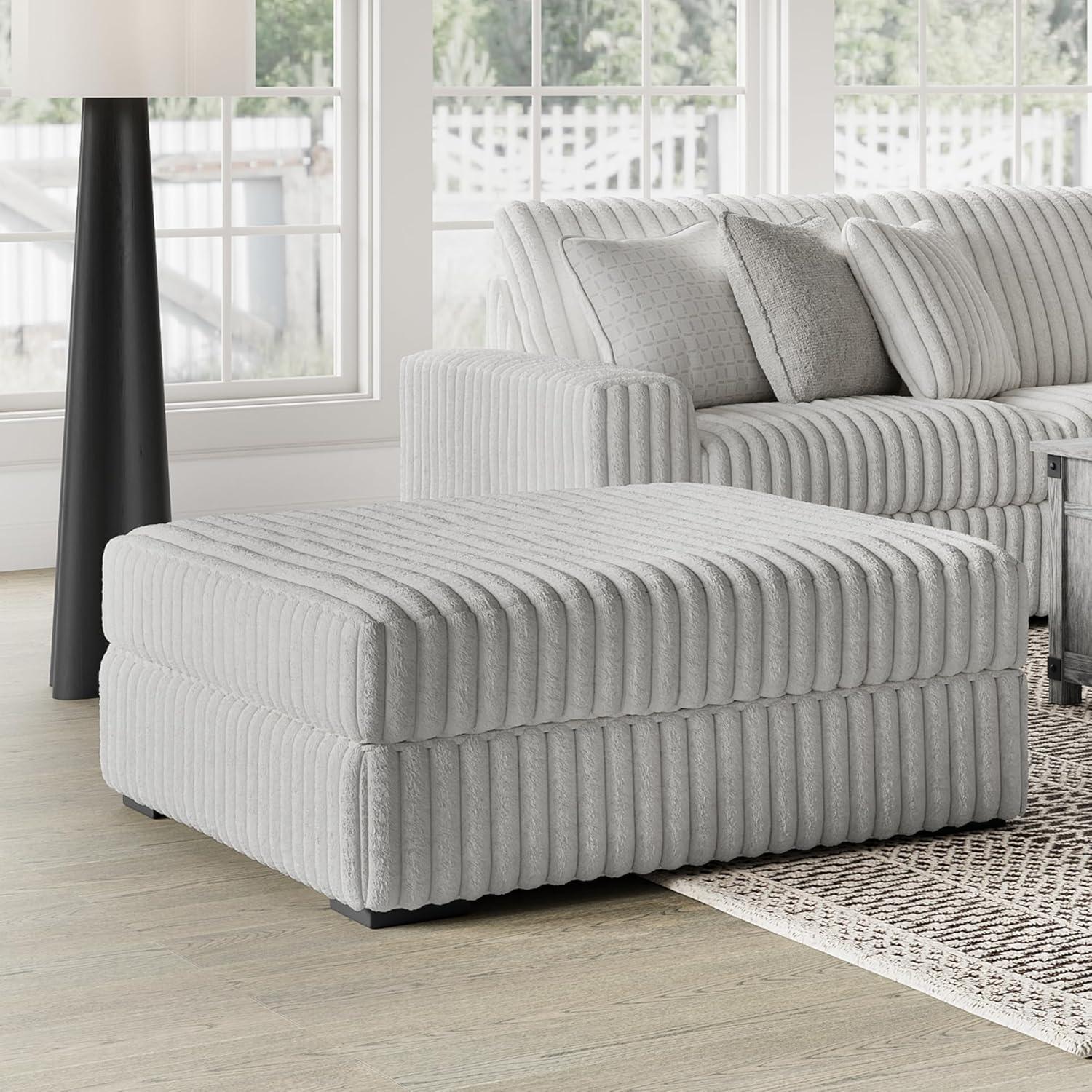 imageSignature Design by Ashley Stupendous Casual Upholstered Square Oversized Accent Ottoman White