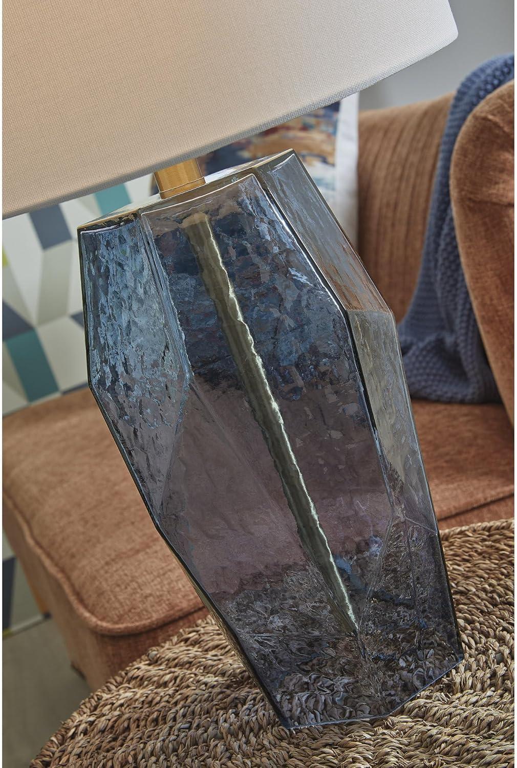 imageSignature Design by Ashley Tallow Contemporary Glass Table Lamp with 3Way Switch Blue ampamp White