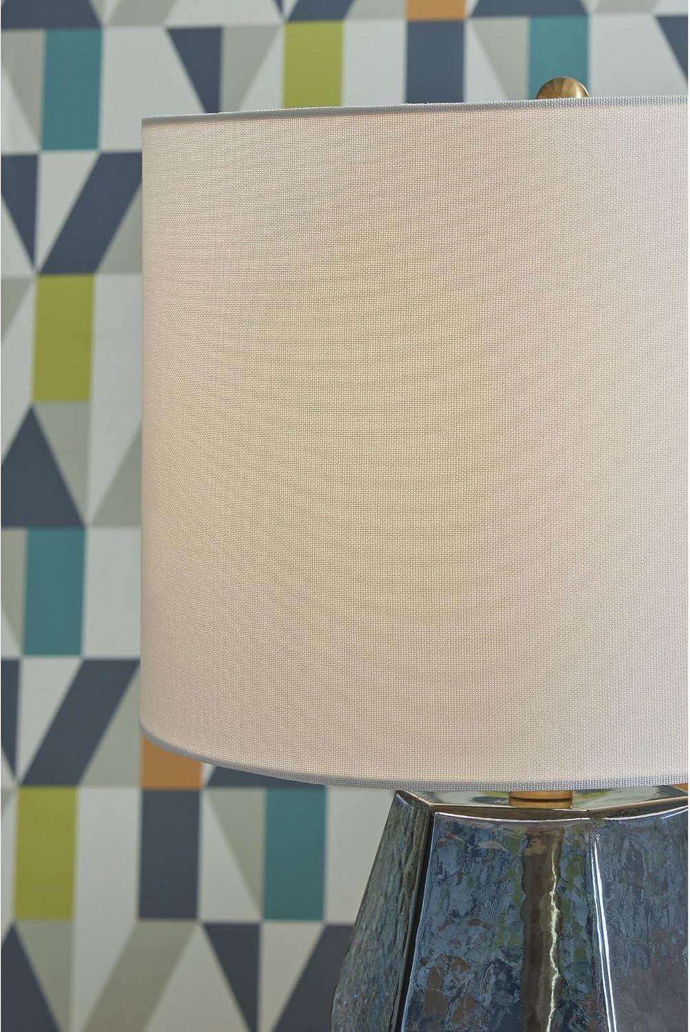 imageSignature Design by Ashley Tallow Contemporary Glass Table Lamp with 3Way Switch Blue ampamp White