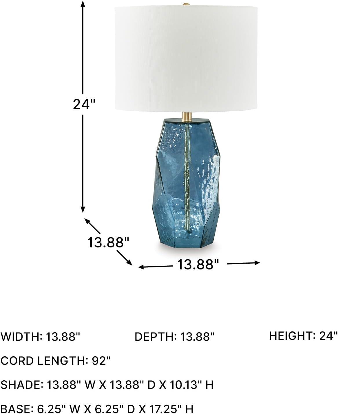 imageSignature Design by Ashley Tallow Contemporary Glass Table Lamp with 3Way Switch Blue ampamp White