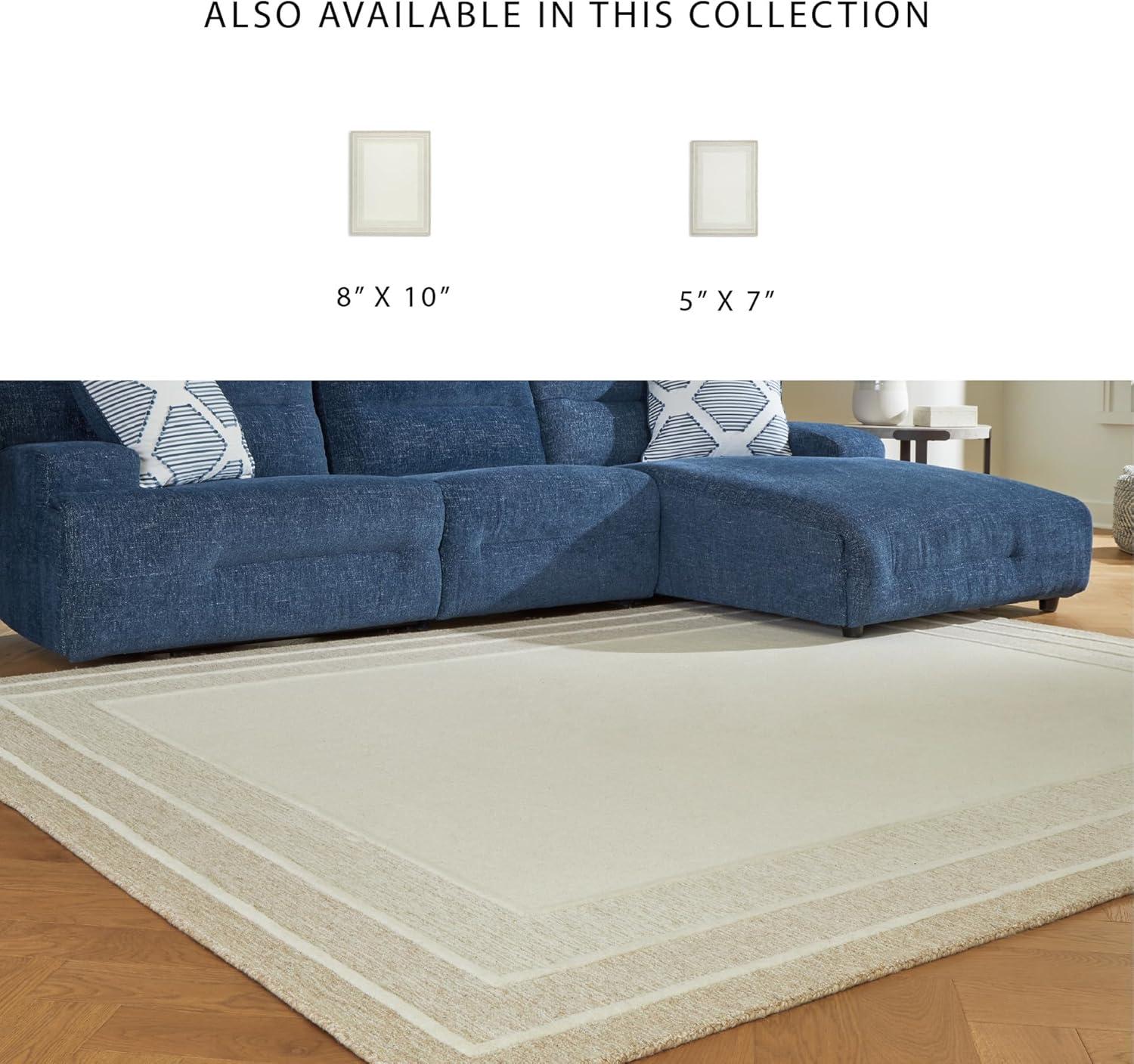 imageSignature Design by Ashley Teelgan Casual Indoor HandTufted Geometric Wool 8 x 10 Rug Light Brown ampamp White51 x 611 Rectangular