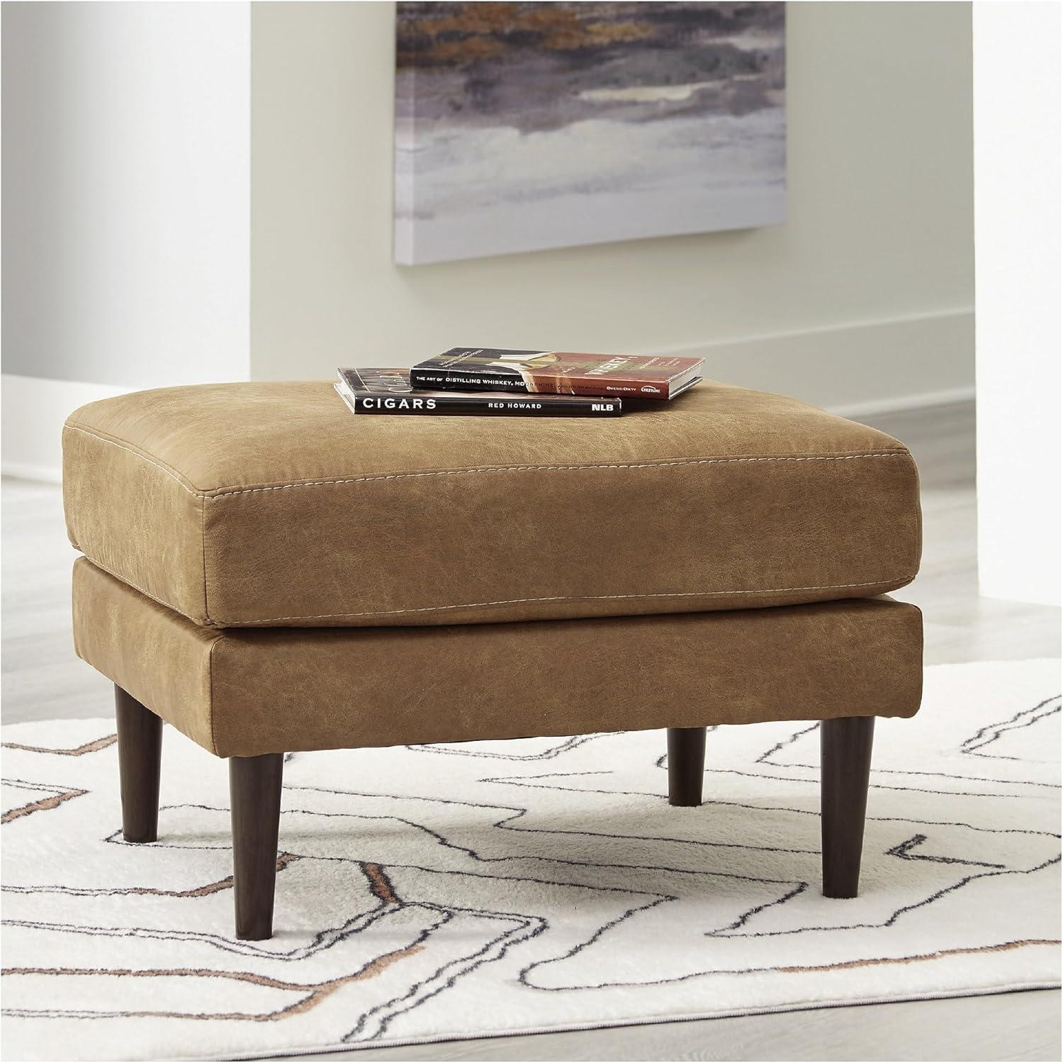 imageSignature Design by Ashley Telora Contemporary Faux Leather Ottoman Brown ampamp Black