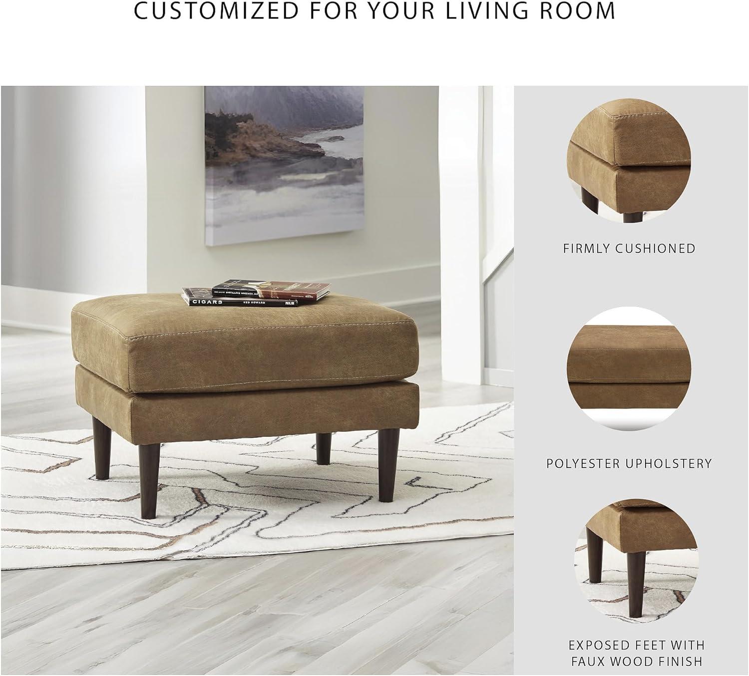 imageSignature Design by Ashley Telora Contemporary Faux Leather Ottoman Brown ampamp Black