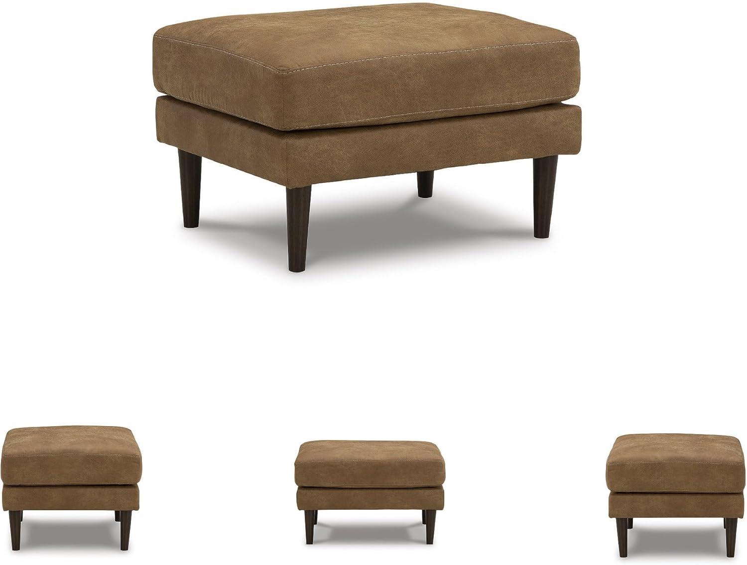 imageSignature Design by Ashley Telora Contemporary Faux Leather Ottoman Brown ampamp Black