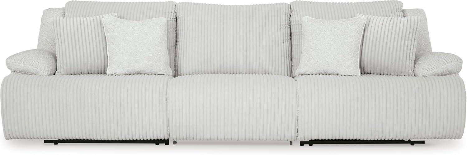 imageSignature Design by Ashley Top Tier Casual LShaped 3Piece Reclining Sectional Sofa with Chaise Console Storage and 4 Accent Pillows WhiteWhite