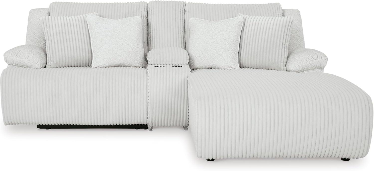 imageSignature Design by Ashley Top Tier Casual LShaped 3Piece Reclining Sectional Sofa with Chaise Console Storage and 4 Accent Pillows WhiteWhite