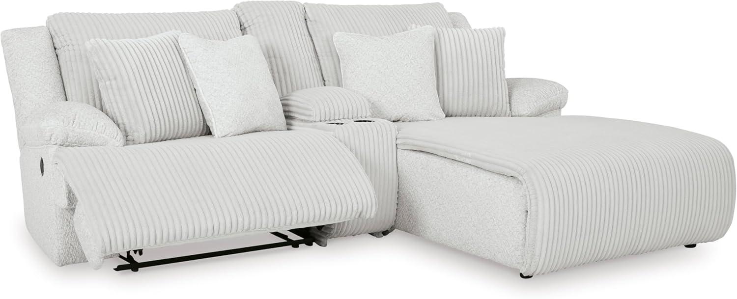 imageSignature Design by Ashley Top Tier Casual LShaped 3Piece Reclining Sectional Sofa with Chaise Console Storage and 4 Accent Pillows WhiteWhite