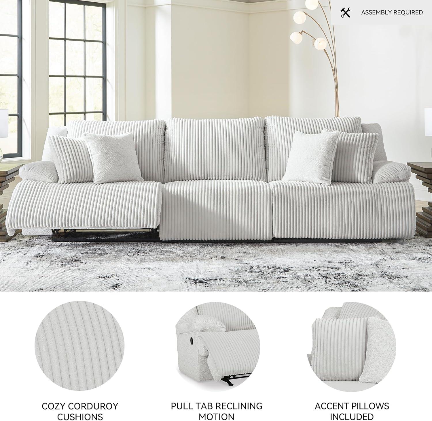 imageSignature Design by Ashley Top Tier Casual LShaped 3Piece Reclining Sectional Sofa with Chaise Console Storage and 4 Accent Pillows WhiteWhite