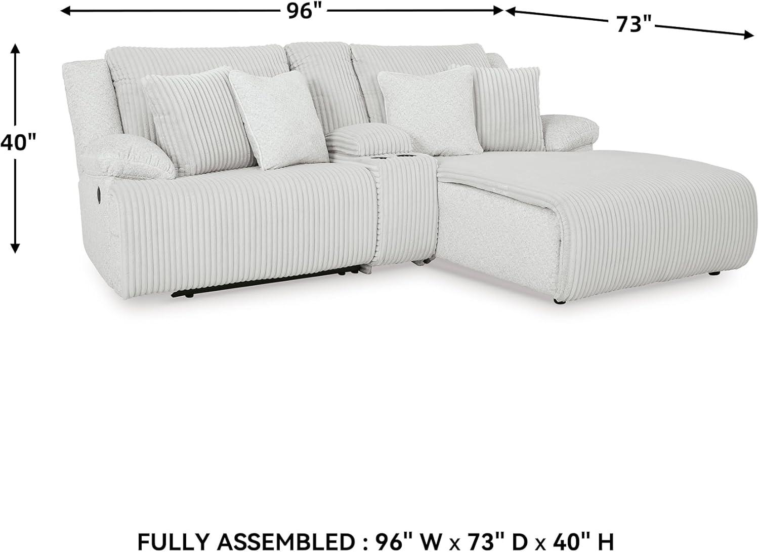 imageSignature Design by Ashley Top Tier Casual LShaped 3Piece Reclining Sectional Sofa with Chaise Console Storage and 4 Accent Pillows WhiteWhite