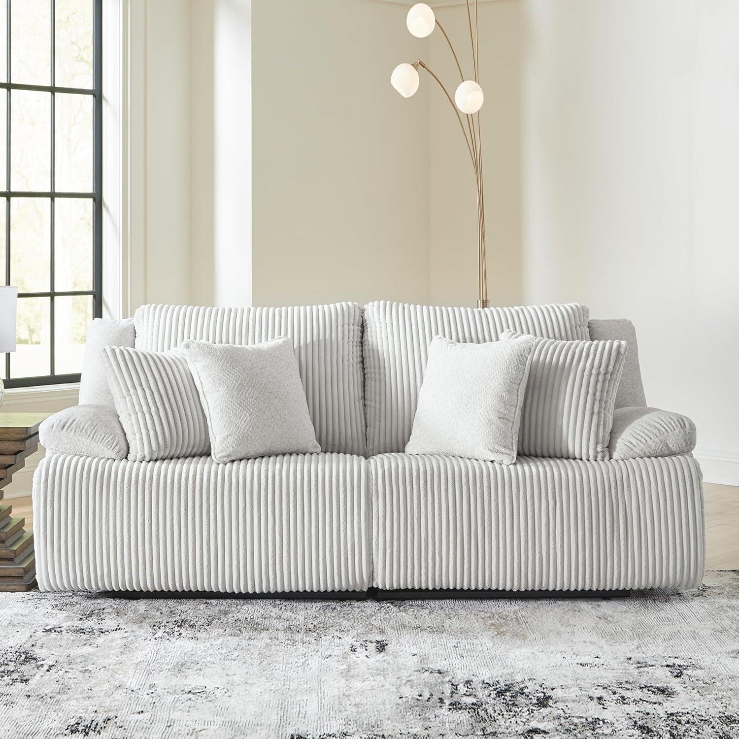 imageSignature Design by Ashley Top Tier Casual LShaped 3Piece Reclining Sectional Sofa with Chaise Console Storage and 4 Accent Pillows WhiteWhite