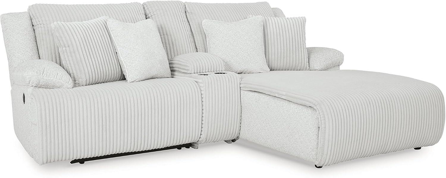 imageSignature Design by Ashley Top Tier Casual LShaped 3Piece Reclining Sectional Sofa with Chaise Console Storage and 4 Accent Pillows WhiteWhite