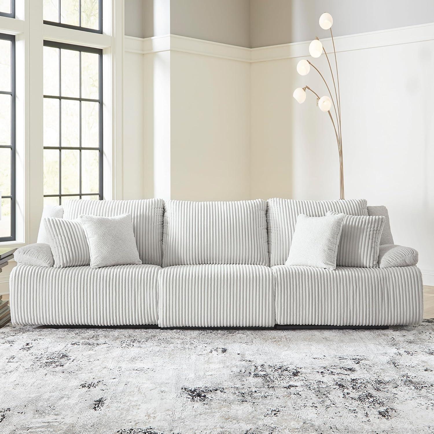 imageSignature Design by Ashley Top Tier Casual LShaped 3Piece Reclining Sectional Sofa with Chaise Console Storage and 4 Accent Pillows WhiteWhite