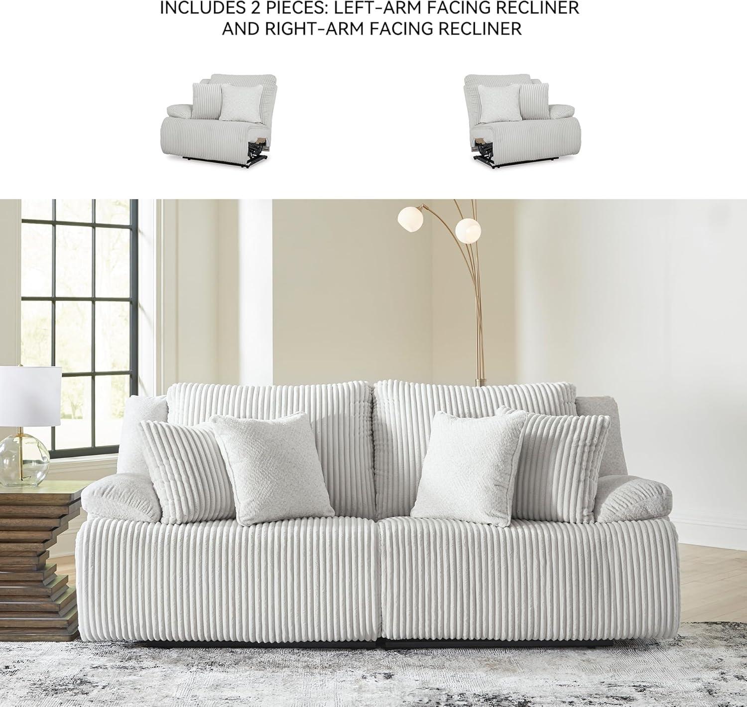 imageSignature Design by Ashley Top Tier Casual LShaped 3Piece Reclining Sectional Sofa with Chaise Console Storage and 4 Accent Pillows WhiteWhite