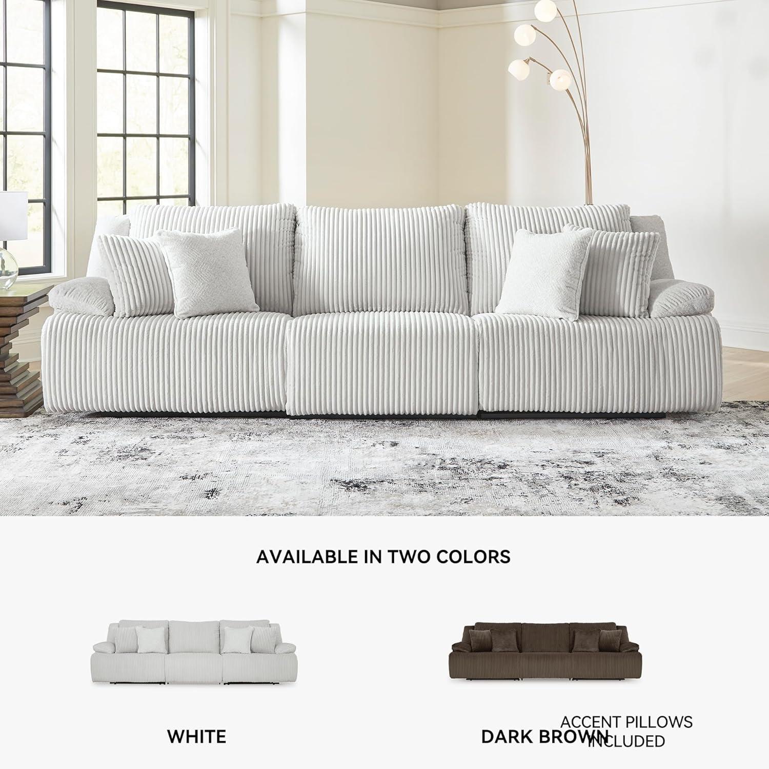 imageSignature Design by Ashley Top Tier Casual LShaped 3Piece Reclining Sectional Sofa with Chaise Console Storage and 4 Accent Pillows WhiteWhite