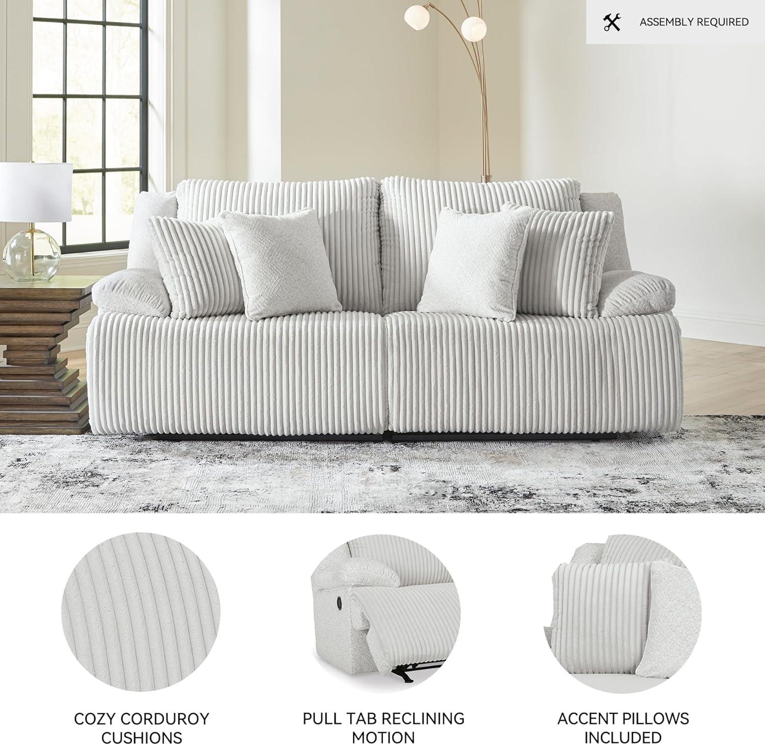 imageSignature Design by Ashley Top Tier Casual LShaped 3Piece Reclining Sectional Sofa with Chaise Console Storage and 4 Accent Pillows WhiteWhite