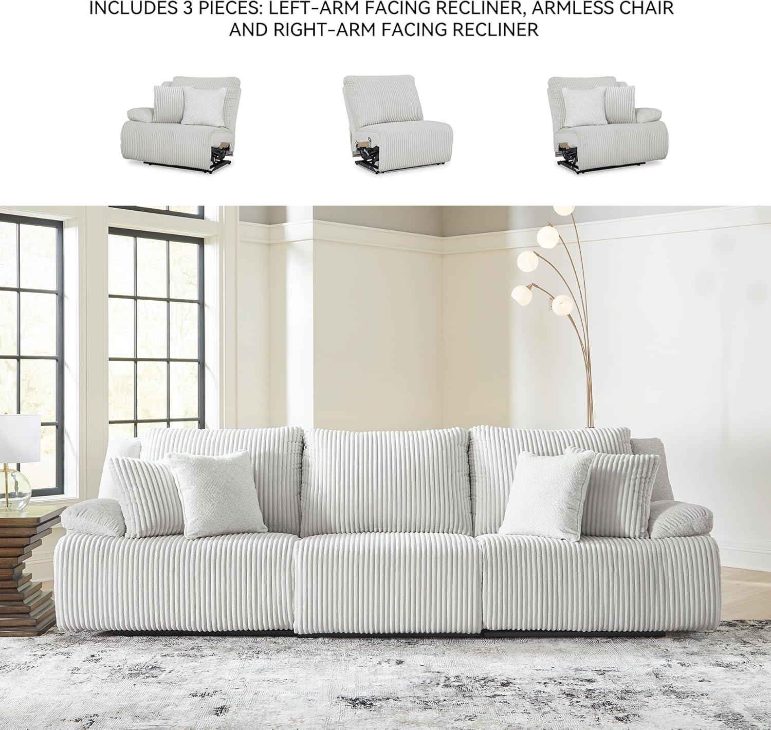 imageSignature Design by Ashley Top Tier Casual LShaped 3Piece Reclining Sectional Sofa with Chaise Console Storage and 4 Accent Pillows WhiteWhite