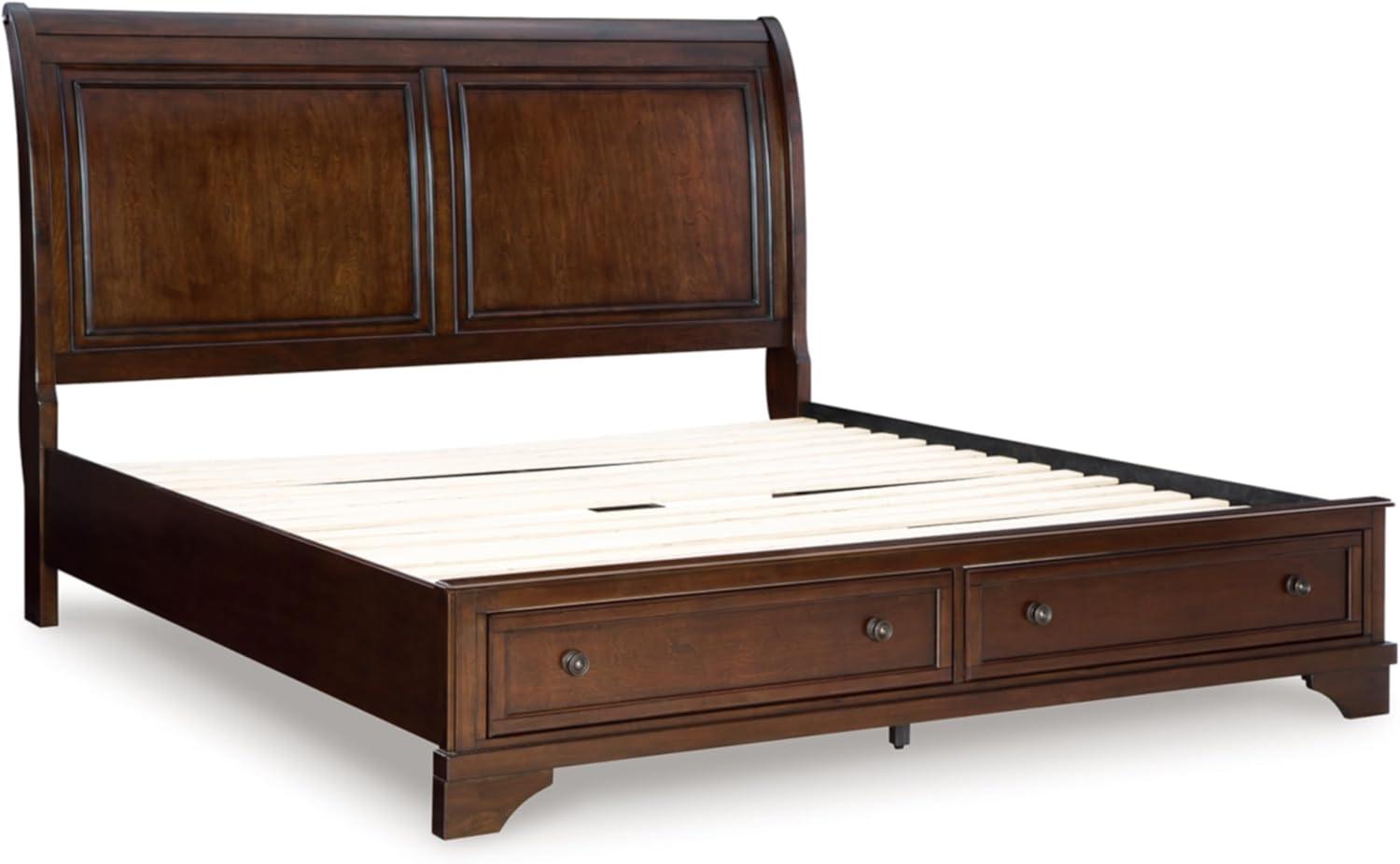 imageSignature Design by Ashley Trellington Traditional King Sleigh Storage Bed Foundation or Box Spring Not Needed Dark BrownKing