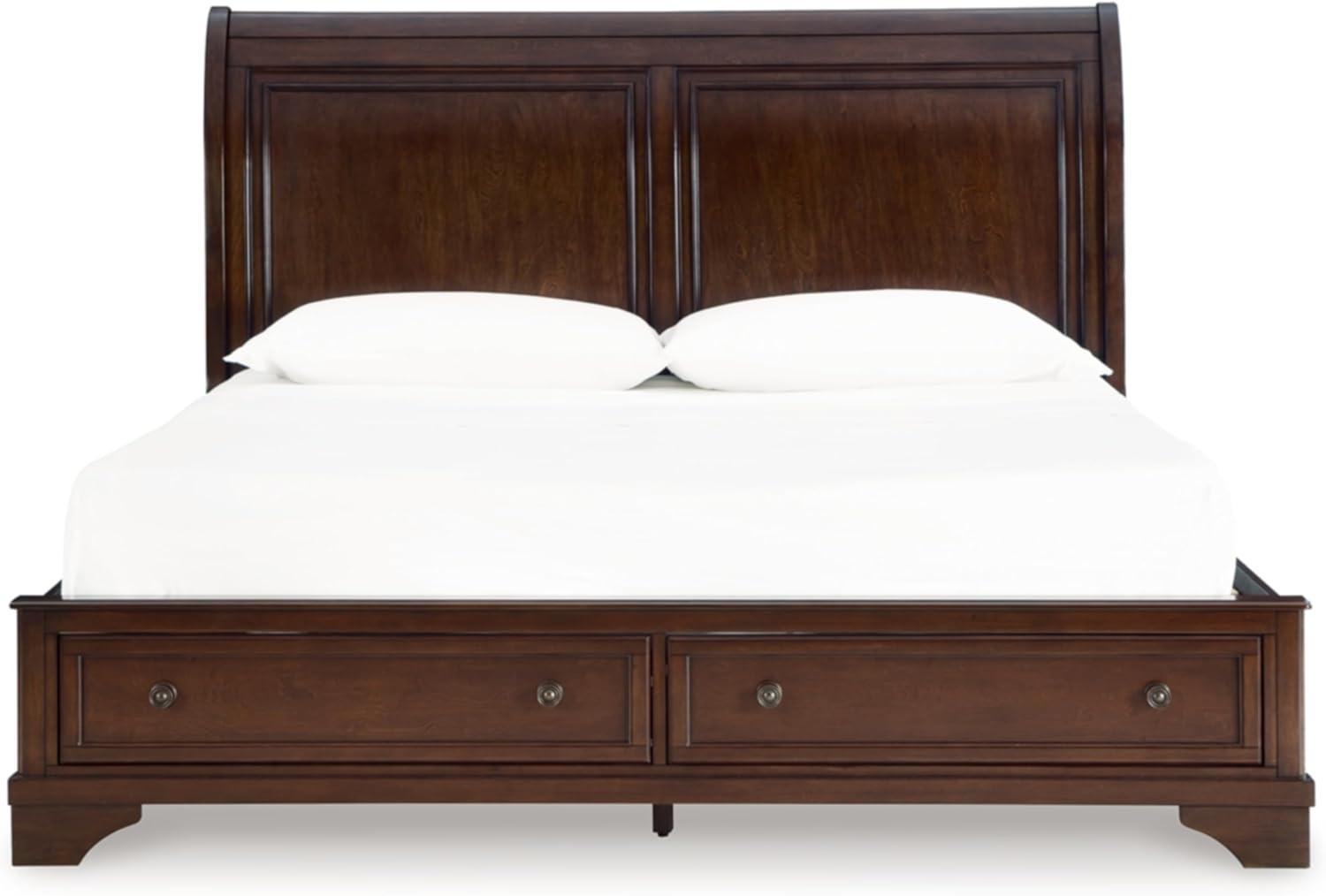 imageSignature Design by Ashley Trellington Traditional King Sleigh Storage Bed Foundation or Box Spring Not Needed Dark BrownKing
