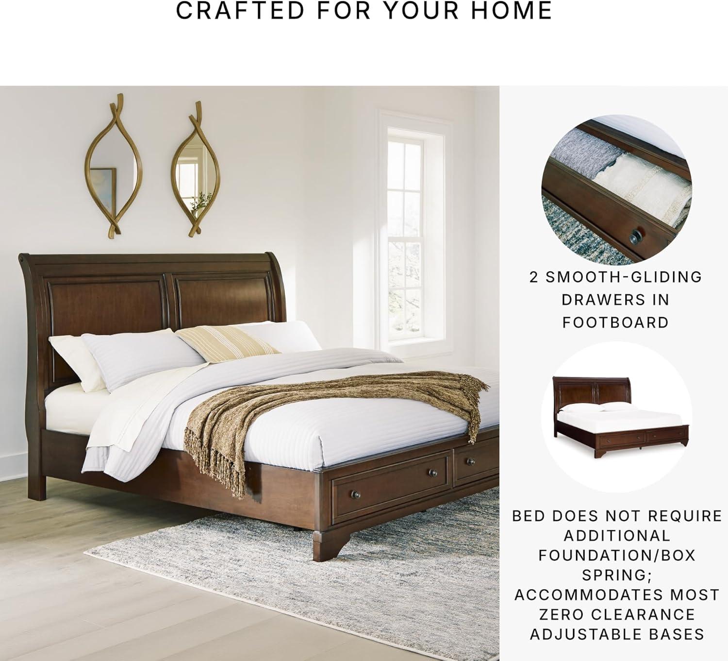 imageSignature Design by Ashley Trellington Traditional King Sleigh Storage Bed Foundation or Box Spring Not Needed Dark BrownQueen