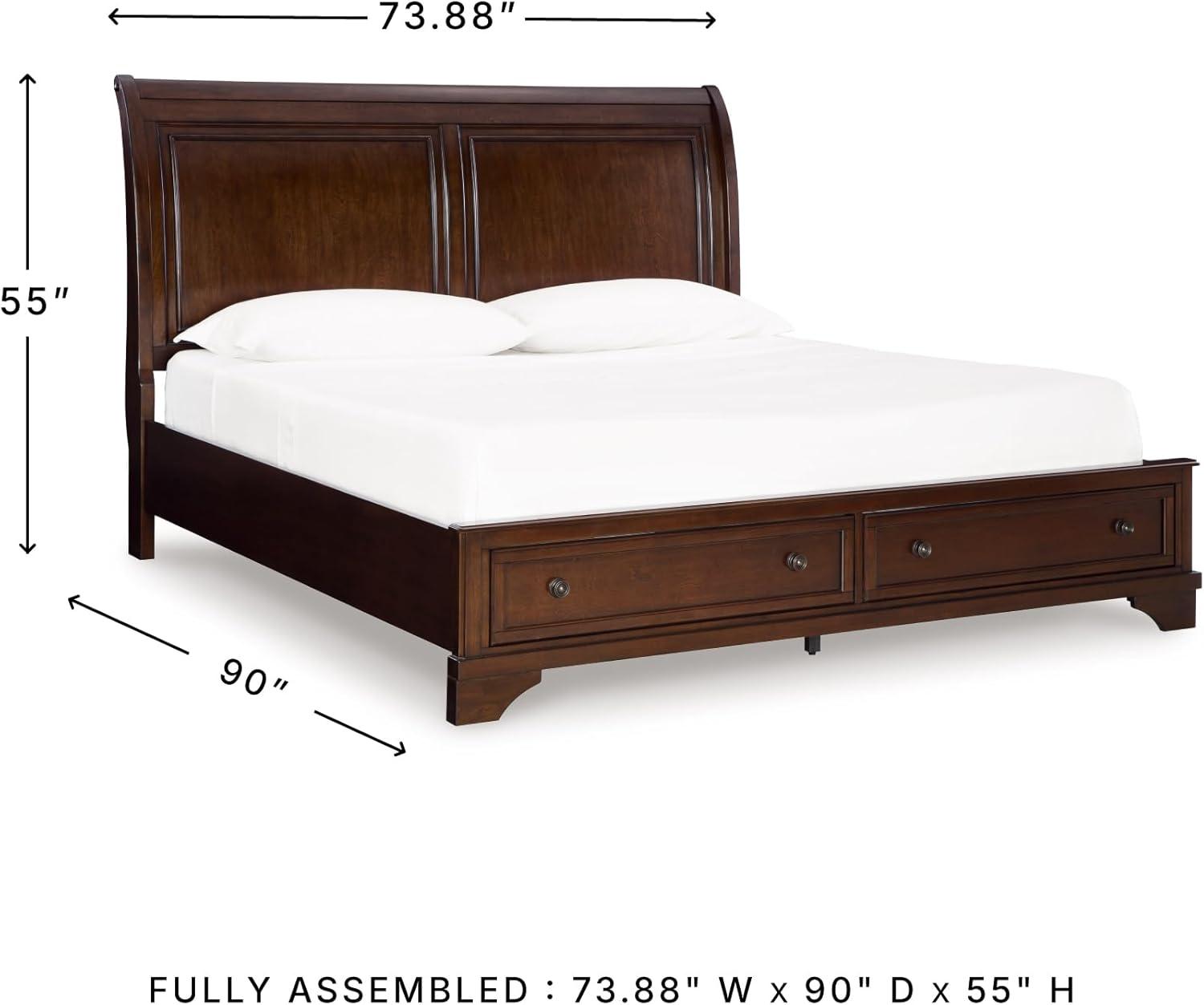 imageSignature Design by Ashley Trellington Traditional King Sleigh Storage Bed Foundation or Box Spring Not Needed Dark BrownQueen