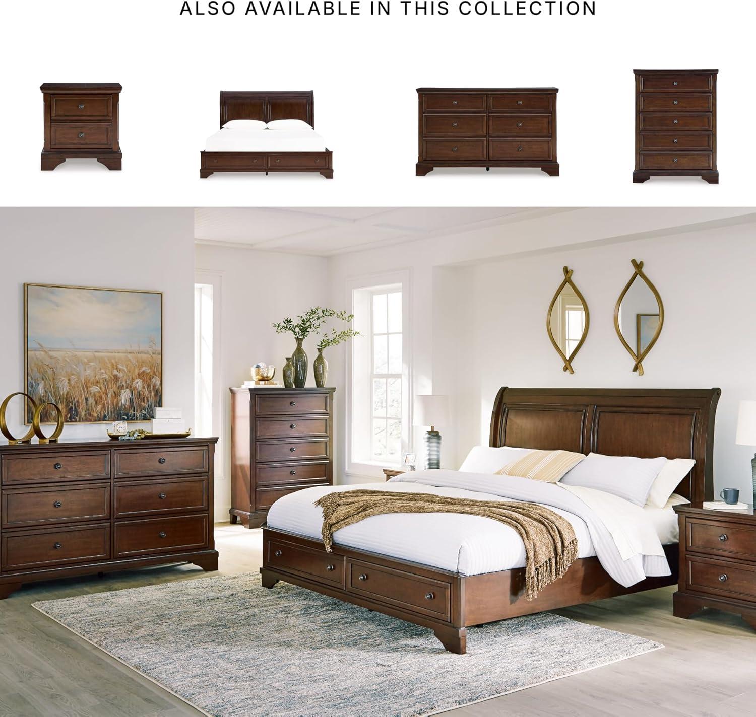 imageSignature Design by Ashley Trellington Traditional King Sleigh Storage Bed Foundation or Box Spring Not Needed Dark BrownQueen