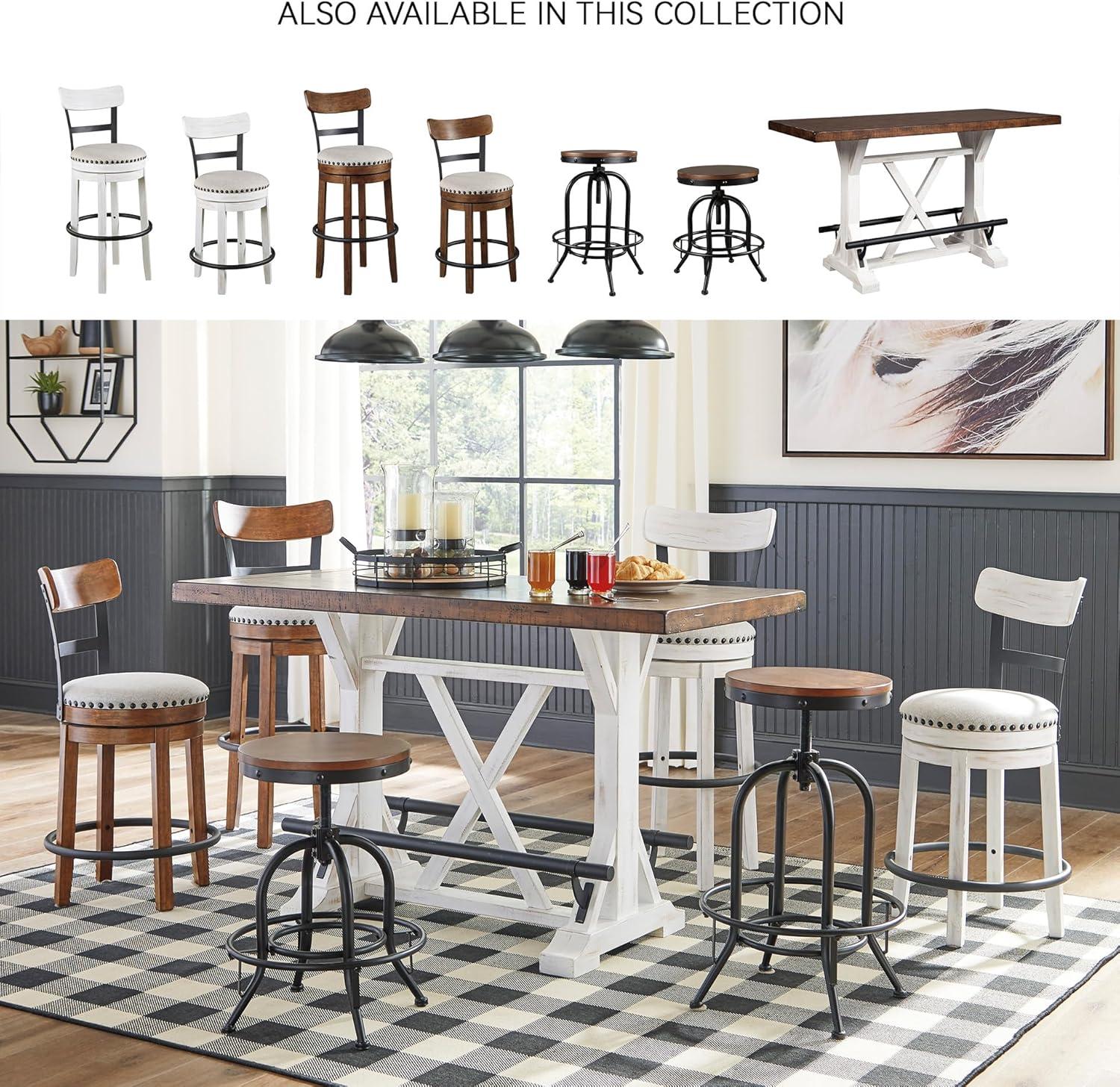 imageSignature Design by Ashley Valebeck Industrial Adjustable Height Swivel Barstool 2 Count BrownCounter Height