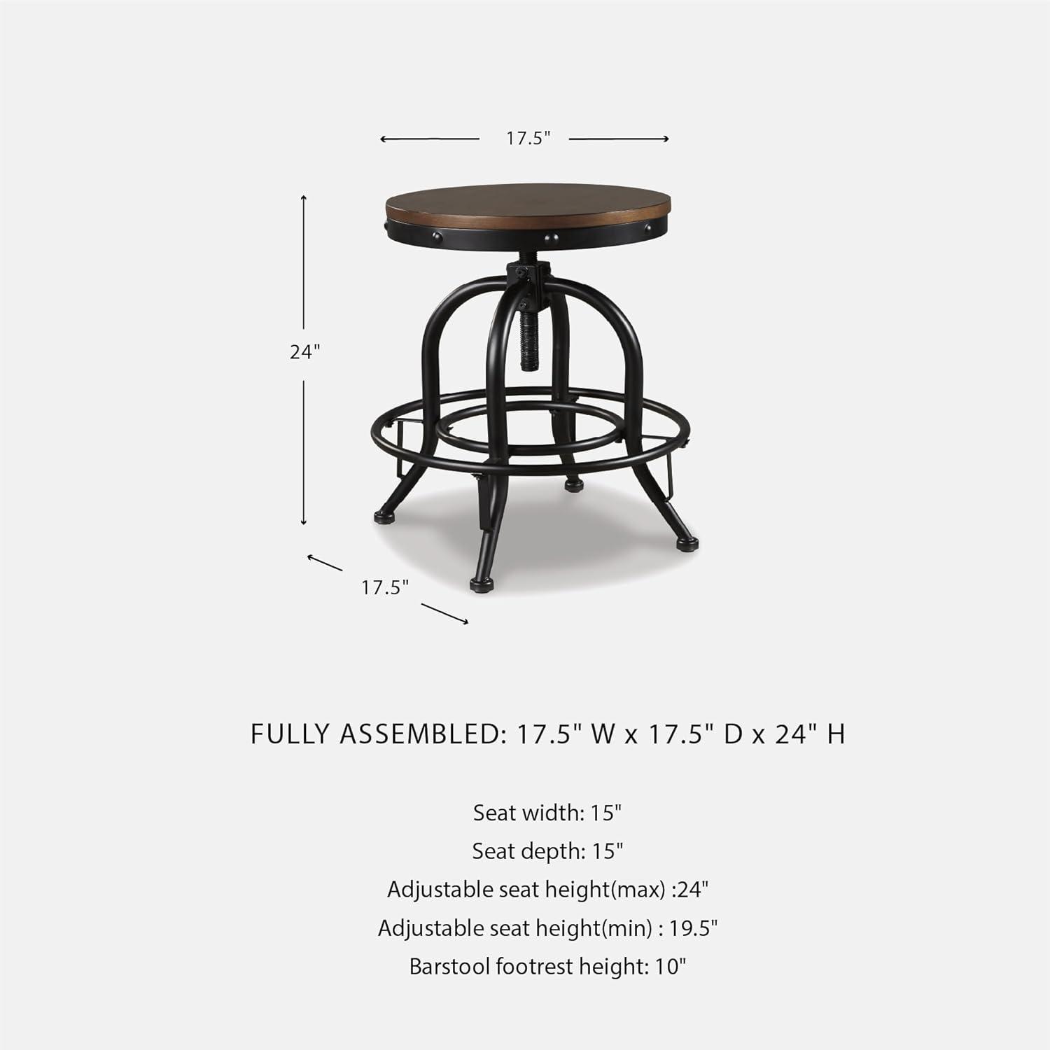 imageSignature Design by Ashley Valebeck Industrial Adjustable Height Swivel Barstool 2 Count BrownCounter Height