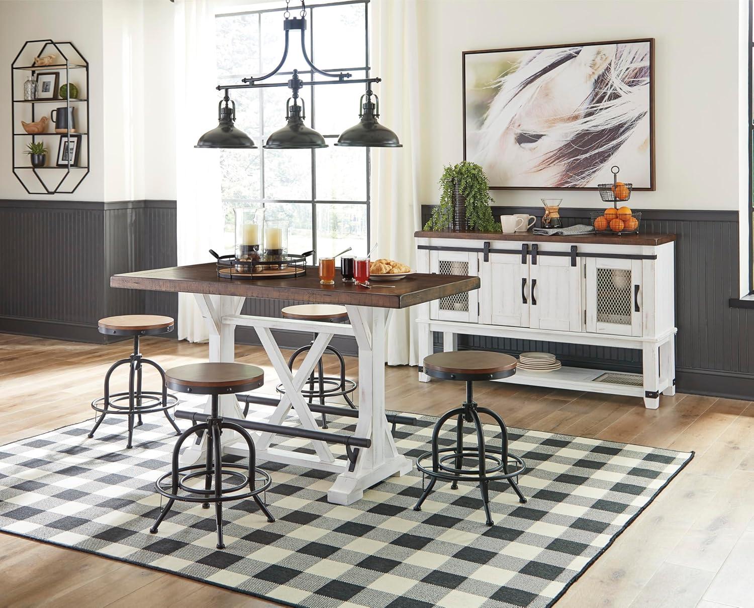 imageSignature Design by Ashley Valebeck Industrial Adjustable Height Swivel Barstool 2 Count BrownCounter Height