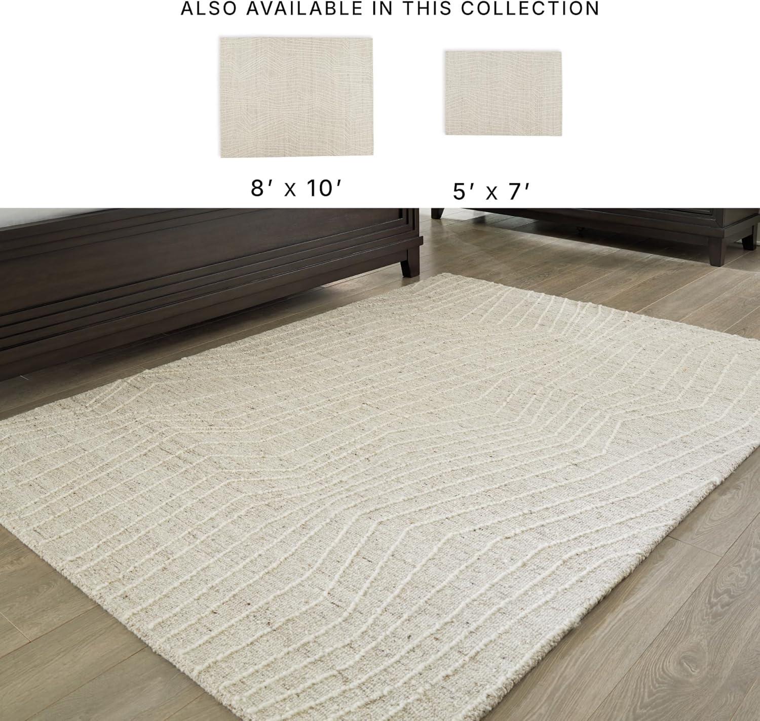 imageSignature Design by Ashley Varahill Casual Indoor Abstract Handmade 8 x 10 Large Rug Beige ampamp Light Gray5 x 7 Rectangular
