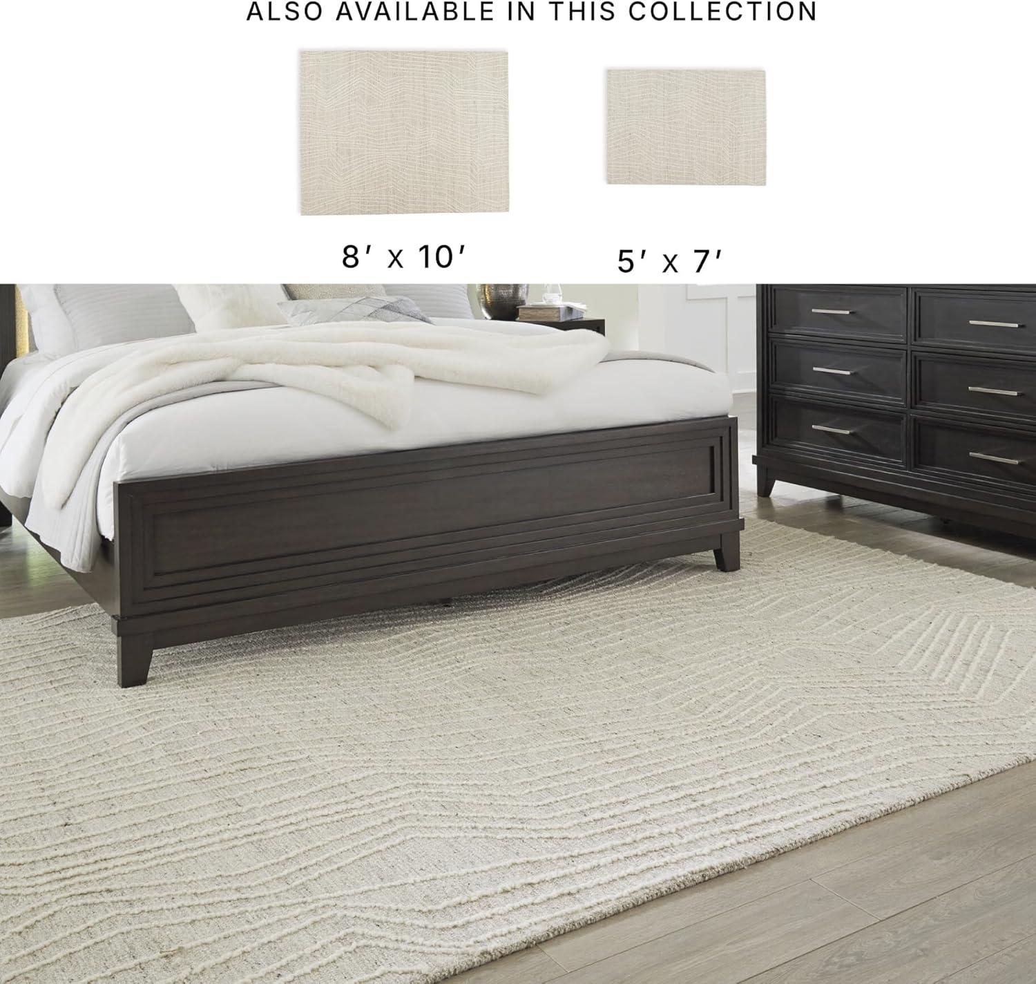 imageSignature Design by Ashley Varahill Casual Indoor Abstract Handmade 8 x 10 Large Rug Beige ampamp Light Gray78 x 101 Rectangular