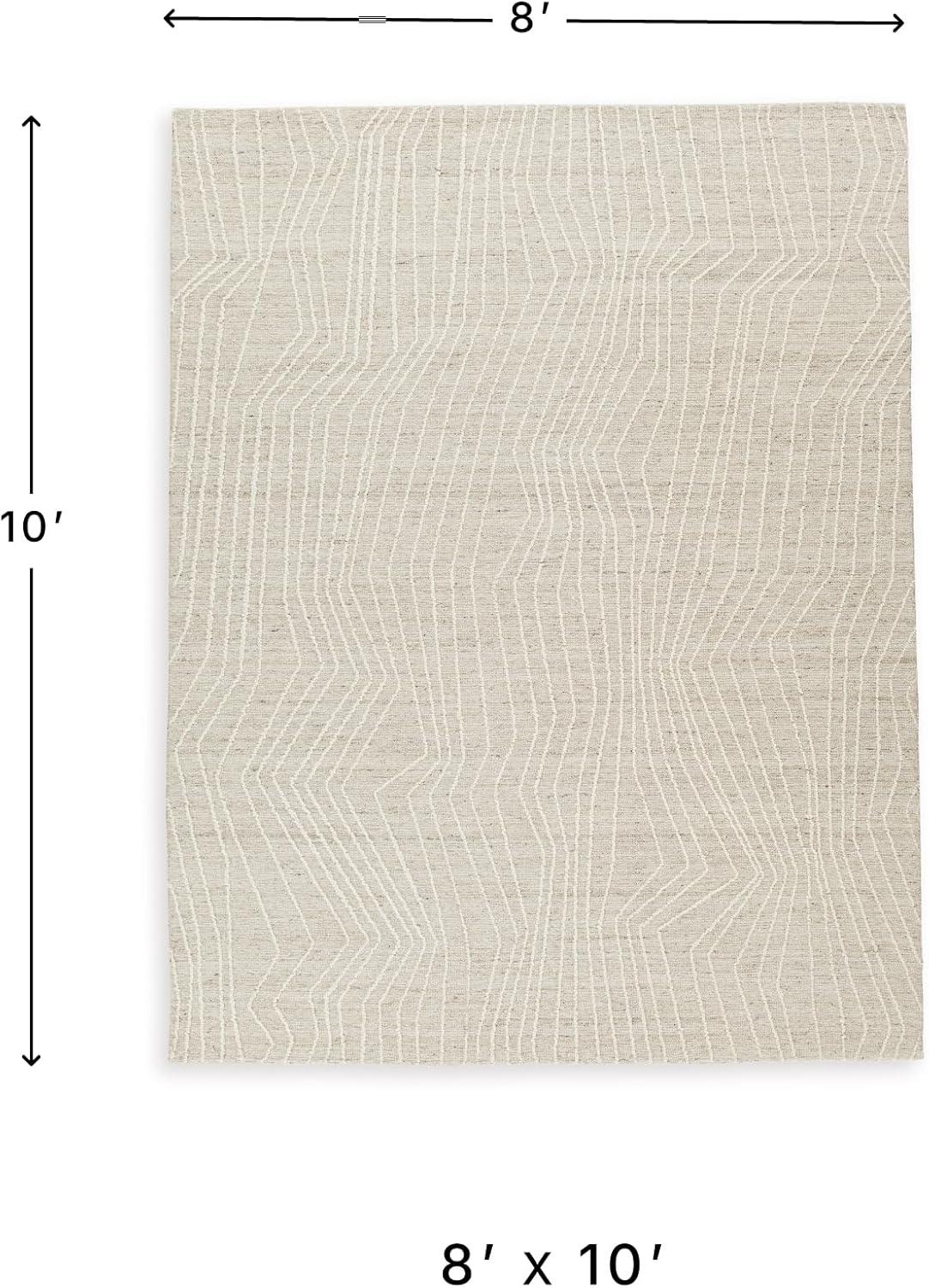 imageSignature Design by Ashley Varahill Casual Indoor Abstract Handmade 8 x 10 Large Rug Beige ampamp Light Gray78 x 101 Rectangular